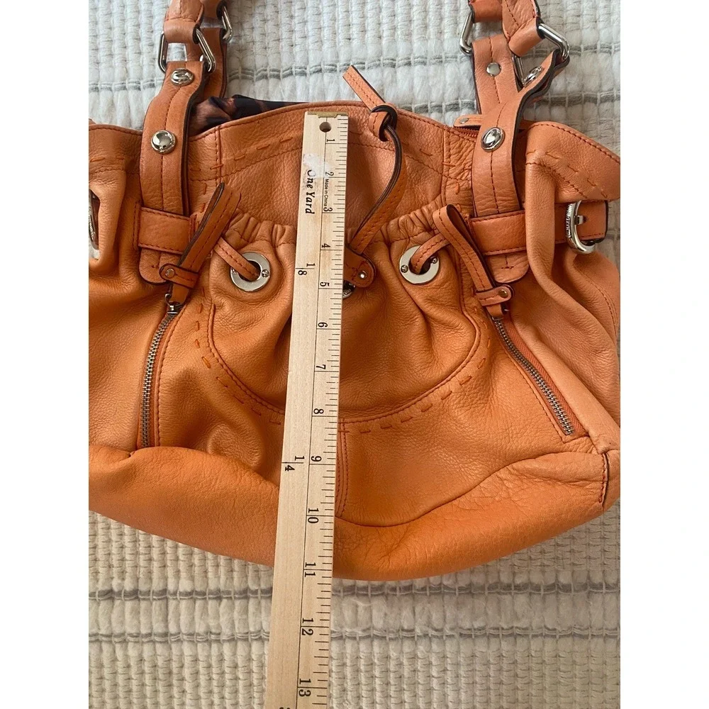 B Makowsky Leather Shoulder Hobo Bag Burnt Orange